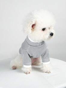 1件狗狗衣服，小型犬服装，欧美风纽约二合一连帽衫宠物服装 - 灰色 - 查看 4