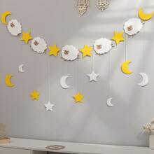 Eid Al-Adha White Sheep, Crescent Moon & Star Felt Hanging Decor Set, Party Supplies - Eid Al-adha - View 10