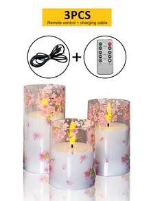 3个装可充电无焰蜡烛灯，亮度可调，带定时遥控器，暖白闪烁LED电子蜡烛，家居装饰创意礼品，温暖火焰，适用于灯笼、庭院、圣诞节、婚礼、生日、万圣节、情人节、派对、餐桌、节日等场合。 - 櫻花款 - 查看 12