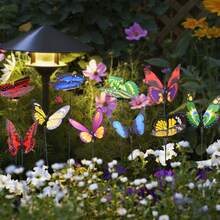10/25 pezzi Picchetti a forma di farfalla - Brillano al buio, perfetti per decorazioni da giardino e prato, senza bisogno di alimentazione elettrica - Stili multipli - Visualizzare 8