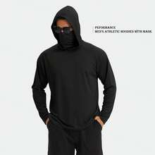 3 Packs Men's Quick Drying Athletic Hoodies With Mask Solid Color Sun Protection Long Sleeve Fishing Shirts For Men Hoodie Workwear With Face Mask Neck Gaiter For Outdoor Activities Moisture-Wicking Breathable Dust Proof, It's A Gift - Nhiều màu - Xem 2