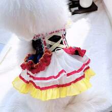 Váy voan công chúa cho mèo và chó, quần áo thú cưng mùa xuân/hè kèm dây xích. - Màu xanh lam - Xem 8