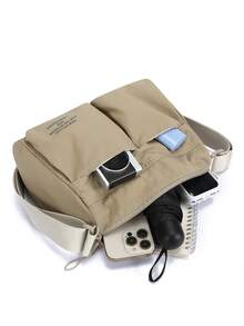 高密度防水男士斜挎包，多口袋学生校园包，大容量多功能单肩包，休闲简约斜挎包，日常通勤男士包，日常旅行包 - 彩色 - 查看 9