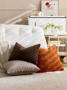 Boho Soft And Cozy Plush Faux Wool Velvet Cream White Throw Pillow Cover For Bedroom And Living Room Decor, Multiple Colors Available, No Pillow Insert(1Pc,2Pcs Available) - Coffee Brown - View 6