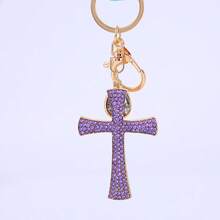 1PC Creative Rhinestone Cross Pendant Keychain Metal Car Hanger Small Gift Business Gift Hot Selling Style - B - View 21