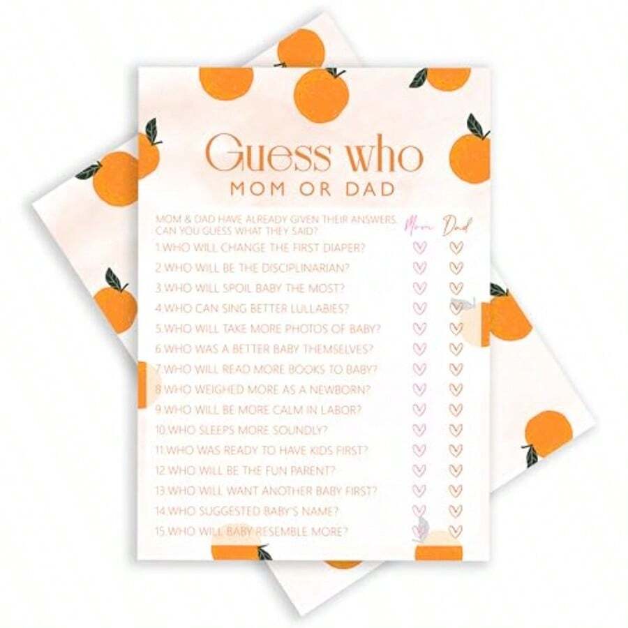 DISOVF Orange Theme Baby Shower Games- Gu Who Mom Or Dad -Gender Reveal Party Games -A Little Cutie Is On The Way Gender Neutral Party And Plies- K05 - Ai là mẹ hay bố? - Xem 1