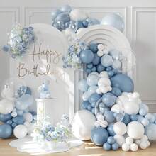 Dusty Blue Balloon Arch Kit Different Sizes 5 10 18Inch Light Blue And White Clear Latex Balloons Garland For Wedding Birthday Babyshower Gender Reveal Bridal Shower Party Decorations Supplies - As the Picture Shows - View 4