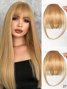 可修剪浅棕色刘海假发片，合成耐热夹式接发片，女士适用 - 彩色 - 查看 19