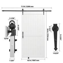 Schiebetür im Scheunenstil Schiebetürsystem (1067 x 2134 mm) aus hochfesten MDF-Platten, Scheunentor mit Hardware-Kit & wasserfester PVC-Oberfläche & H-Rahmen für Wohnzimmer Badezimmer Weiß - Weiß, Verbundplatte, 107 x 213 cm - Übersicht 10