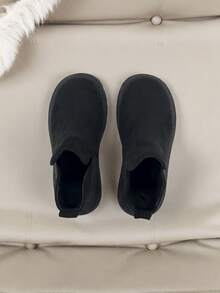 1 Pair Kids Chelsea Boots Round Toe Side Elastic Slip On Ankle Boots Casual Style Black - Black - View 7