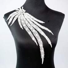 1pc Black & White Water-Soluble Hollow Feather Patch, DIY Clothing Accessory - Cloth Patch - View 9
