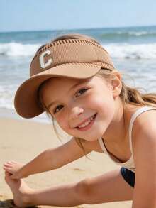 1 pièce Casquette de baseball réglable respirante avec imprimé lettres A-Z pour enfants, chapeau de soleil léger et décontracté pour filles, convient aux sports, à l'usage quotidien et aux activités extérieures - Kaki - Voir 4