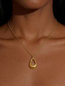 1 chiếc dây chuyền mặt dây hình giọt nước bằng thép không gỉ mạ vàng 18K, thanh lịch và đa năng, phù hợp để đeo hàng ngày, quà tặng Ngày của Mẹ. - Vàng - Xem 5