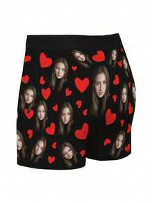 Custom Photo Men'S Boxer Briefs - Personalized Face Design, High-Elasticity Fabric, Valentine'S Day & Anniversary Gift For Him, Unique Romantic Gift For Boyfriend/Husband, Couple Matching Underwear, Cute Underwear, Anniversary Gift, Playful Design, Comfortable Fit, Durable Fabric - Black - View 5