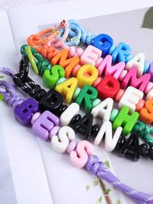 1pc Customized Name Keychain - Eye-Catching Acrylic Bead Pendant, Cute Daily Bag Accessory, Customizable Birthday Gift - Customized Pendants - View 6