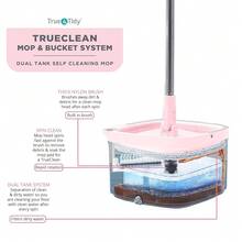 Mopa giratoria y cubo Mopa de piso inteligente con compartimentos separados para agua limpia y sucia, autolimpieza con 2 almohadillas lavables a máquina, edición limitada de primera salida color rosa - Rosa - Ver 3