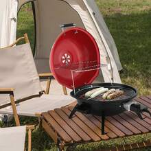 Electric Countertop BBQ Grill, Portable Double Layer Indoor/Outdoor Electric Grill For Indoor & Outdoor Use, 1600W, Red - 美規B型插(110-127V) - 查看 1