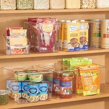 mDesign Plastic Deep Kitchen and Pantry Organizer Storage Bin with Handles for Cabinet Fridge Freezer - Food Storage Containers for Snacks Yogurt Pouches or Fruit Ligne Collection Clear - Por supuesto - Ver 3