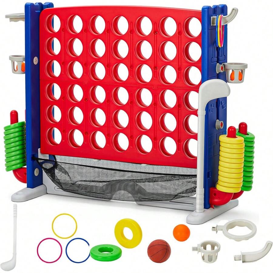 Juego de 4 en , Diseño de ballenas al aire libre Conectar cuatro juegos para niños y adultos, Juegos de patio gigante para familia, patio trasero, fiestas, playa y diversión del parque, Hecho de plástico HDPE duradero - Rojo-2 - Ver 1
