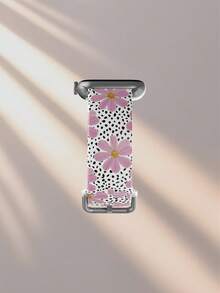 1pc Soft Elastic Breathable Polka Dot Floral Pattern Watch Band, Suitable For Samsung, Honor Smartwatches, 38mm 40mm 41mm 42mm 46mm 45mm 44mm 49mm, Floral Fashion Casual Silicone Watch Strap For Apple Watch Ultra SE/11/10/9/8/7/6/5/4/3/2/1, Gift - Multicolor - View 4
