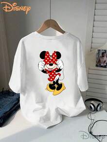 Disney Minnie Mouse Graphic T-Shirt, Official Double-Sided Print Women'S Short-Sleeve Tee, Casual Shirt For Spring And Summer, Perfect For Gifting. - 白色 - 查看 2
