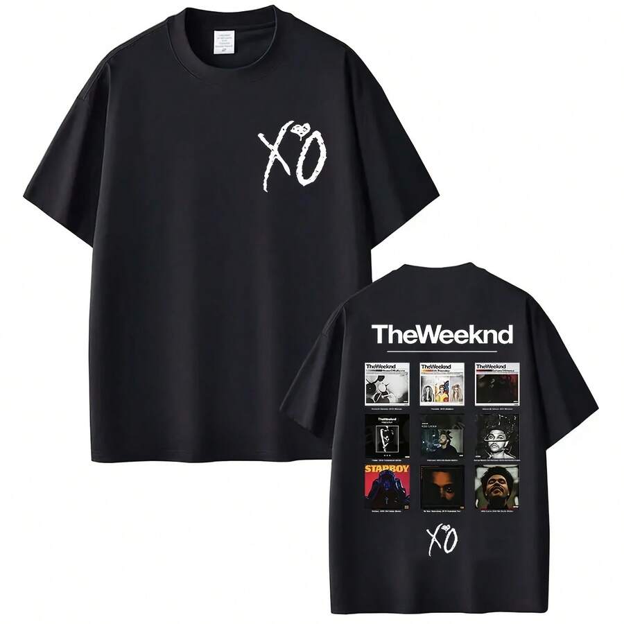 Rapper The Weeknds Xo Album 2025 Graphic T Shirts Women Men's Hip Hop T-Shirt Unisex Vintage Style Clothing T-Shirts - 黑色 - 查看 1