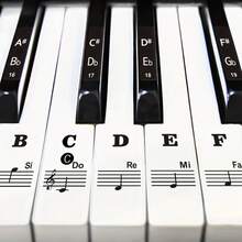 Bold Piano Key Sticker For Beginners: Letterable Label For 88/61/54/49/37 Keys, Easy To Learn Notes, Black A1EB - Black - View 2