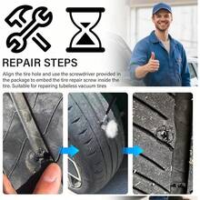 1 SET 100pcs Screw In Tire Repair Plugs Tire Screw Plug Repair Kit, 3 Sizes Of Repair Rubber Nail For Car Motorcycle Truck Tire Puncture Repair  With Box And Screwdriver - / - Xem 3