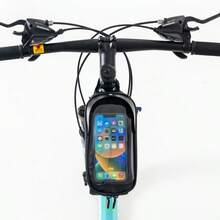 1 pieza Nueva Bolsa para Tubo Superior de Bicicleta, Bolsa para Sillín Impermeable de Doble Tono con Soporte para Teléfono Táctil, Paquete de Almacenamiento para Ciclismo - Multicolor - Ver 4