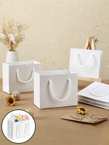 5/10个装白色礼品袋，男士购物袋，婚礼手提袋，小型礼品生日派对纸质包装袋，时尚实用 - 白色 - 查看 1