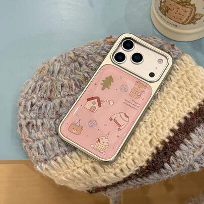 可爱小熊针织纹理手机壳，适用于 17 Pro Max/16 Pro Max/15 Pro Max/14 Pro/13，时尚简约，女士手机壳