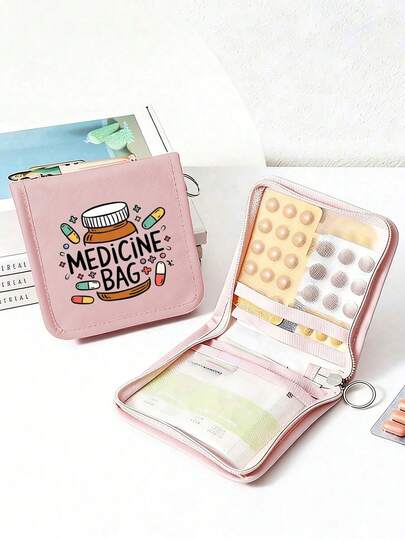 Cartoon Pill Pattern Portable Medicine Bag, Multi-Color Travel Medicine Storage Box, Lightweight Design Easy To Put In Bag, Can Be Used As Medicine Bag, Pill Container And Travel Medicine Pouch, Suitable For Travel, Office Workers, Students, Families, Suitable For Daily Use, Travel, Office, Outdoor Activities