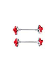 2件套不锈钢心形、蝴蝶、月亮、立方氧化锆花朵造型乳环，可爱穿刺饰品，适合日常佩戴 - nipple ring - 查看 16