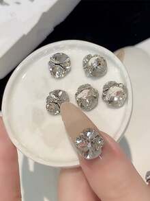 10/5PCS Rhinestones Kuku Berkilau Paduan Logam yang Ditumpuk – Hiasan Kuku Bling 3D Aneka Warna untuk Seni Kuku Akrilik, Dekorasi Manikur DIY Kuku - MultiWarna - View 9