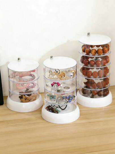 1pc Hair Accessory Storage Box, Rotatable Multi-Layer Jewelry Box, Suitable For Storing Hair Clips, Hair Rings, Jewelry, Rubber Band Jewelry, Bedroom, Bathroom, Female Student Dormitory Storage Supplies [Specific Subject To Physical Object]