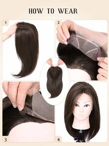 Pieza de cabello sintético de 14 pulgadas 4x1 con mejora de encaje frontal FUTURA con capas de fibra KANEKALON, adecuado para cabello ralo, pieza de cabello para mujeres - Multicolor - Ver 6
