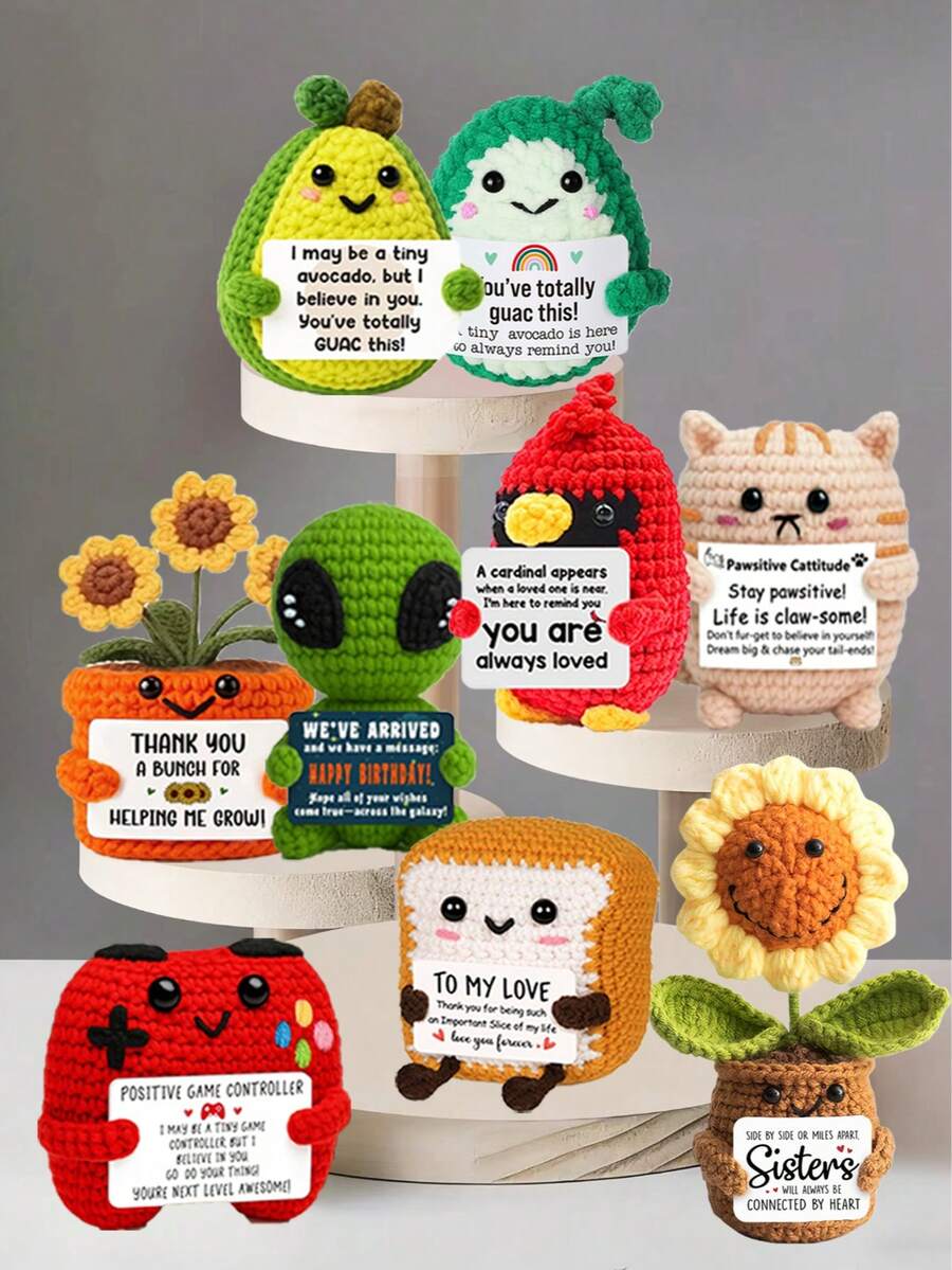 Hand-Crocheted Desk Decorations: Whimsical Sci-Fi Figures, Animal And Plant-Themed Dolls, And Cute Cartoon Designs-A Heartwarming, Handcrafted Gift That Brings Joy And Positivity. These Make Excellent Birthday Gifts For Close Friends, Girlfriends, Or Sisters, Or As Small Tokens Of Friendship For Women.