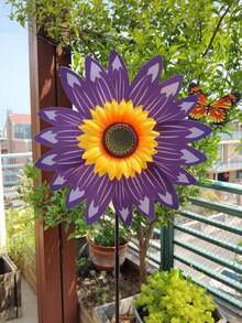1pc Garden Party Pinwheels And Wind Spinners For Your Patio And Lawn Featuring Sunflower Designs. - Sunflower - View 10