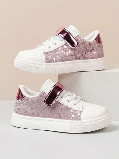 2026 Spring New Arrival Kids Fashion Versatile Butterfly Sequin Soft Bottom Comfortable Sneakers, Boys & Girls Sports Shoes, Children's Casual Shoes, Toddler & Little Kid School Campus Activity Performance White Shoes