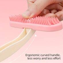 1pc Silicone Pet Grooming Brush With Soft Bristles And Heart-Shaped Head - Gentle Detangling, Massaging Brush For Small Pets Like Cats, Dogs, Rabbits, Guinea Pigs To Reduce Shedding - Multicolor - View 5