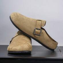 2026新款男女通用软木底套脚穆勒鞋，复古搭扣休闲户外木屐，纯色TPR休闲乐福鞋，适合通勤、度假、夏季穿着 - 駝色 - 查看 7