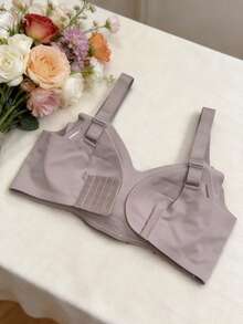 2pcs Plus Size Women Solid Color Minimalist Comfortable Non-Sagging Bras - Multicolor - View 5