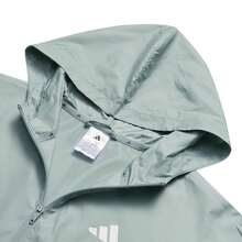 Adidas HYG WINDY 女士休闲舒适运动夹克，适合日常穿着、跑步、健身、休闲外套 KC7654 - 奇妙淺灰綠/白色 - 查看 3