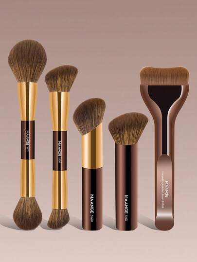 MAANGE Bộ cọ trang điểm chuyên nghiệp bằng hợp kim nhôm mềm mại 1/4/5 món, bộ cọ trang điểm du lịch, cọ nền, cọ má hồng, cọ che khuyết điểm, cọ tạo khối, cọ phấn phủ, cọ highlight, bộ cọ trang điểm du lịch cầm tay sợi mềm mại thân thiện với da, quà tặng cho phụ nữ và bé gái