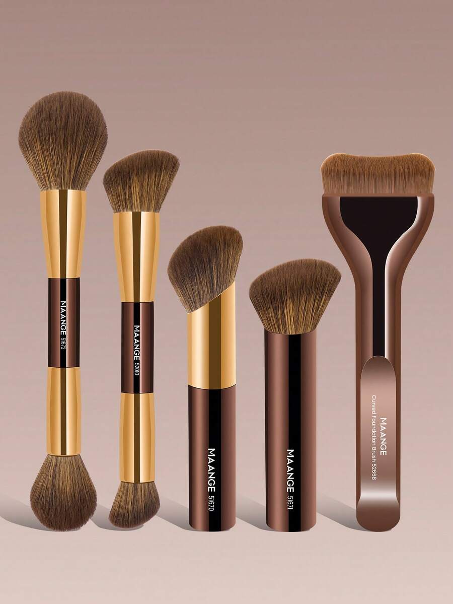 MAANGE 1/4/5pcs Professional Makeup Brush Set, Travel Makeup Brush Set, Foundation Brush, Suitable For Foundation Brush, Blush Brush, Powder Brush, Contour Brush, Highlighter Brush, Concealer Brush And Other Brushes, Soft Fiber Skin-Friendly, Suitable For All Skin Types Makeup Brush Set, Easy To Carry Travel Makeup Brush Set, Gift For Women And Girls