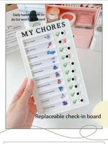 1pc Self-Discipline Tracker, Replaceable Plastic Paper Memo Board For Growth Plan And Task List, Helping Every Self-Disciplined Person - White - View 2