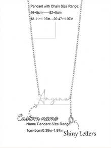 Custom Shiny Frosted Name Necklace Women Personalized Charm Classic Letter Clavicle Necklace Stainless Steel Gold Cursive Name Handmade Pendant Nameplate Jewelry Christmas New Year Gift For Girlfriend Lover - Silver-letter - View 10