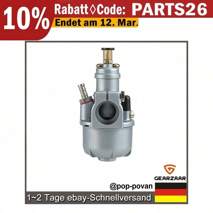 Vergaser 15mm kompatibel mit Puch Maxi Aleta pequena Sport Vergaser Motorrad - 1 Stück - Übersicht 1