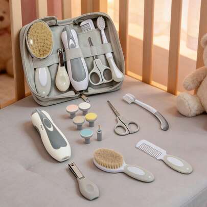Máy cắt móng tay điện an toàn cho bé, bộ dụng cụ chăm sóc bé sơ sinh kèm lược, xe tập đi cho bé trai và bé gái, quà tặng cho bé (Màu xám)