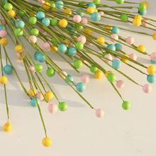 6支多色混纺手工扭曲高仿真柔和色调泡沫+金属丝结构复活节人造珠枝；清新春日，实心花枝设计+天然逼真的人造浆果枝，是手工DIY装饰、花枝摆设、春季装饰、复活节展示、花环点缀、花瓶插花和家居美化的理想之选。 - 彩色 - 查看 12